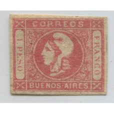 ARGENTINA 1862 GJ 21 CABECITA NUEVA CON GOMA BONITO EJEMPLAR U$ 100 + 200 %